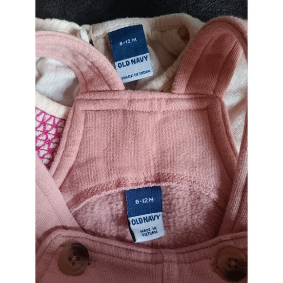 shirt and pants 6 to 12 month Old Navy long sleeve with Flowers Bib girl baby - Picture 7 of 7